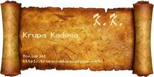 Krupa Kadosa névjegykártya